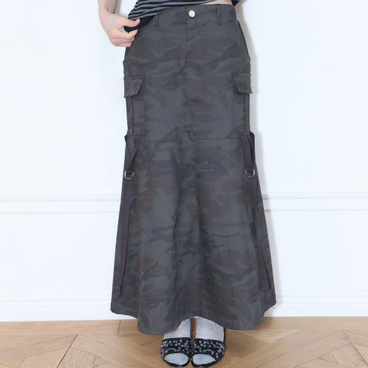 （韓国発送）SY CARGO LONG SKIRT (CHARCOAL)