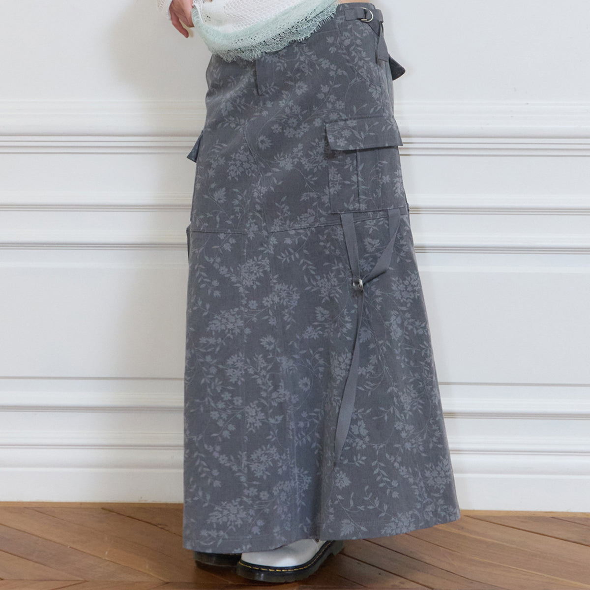 （韓国発送）SY CARGO LONG SKIRT (GRAY)