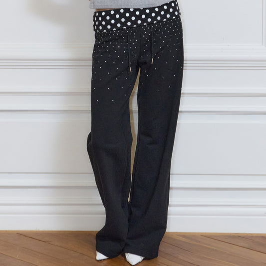（韓国発送）SY CRYSTAL FOLDING PANTS (BLACK)