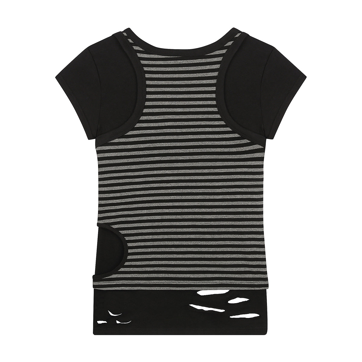 【6/5予約配送】（韓国発送）SY DAMAGE LAYERED TEE (BLACK)