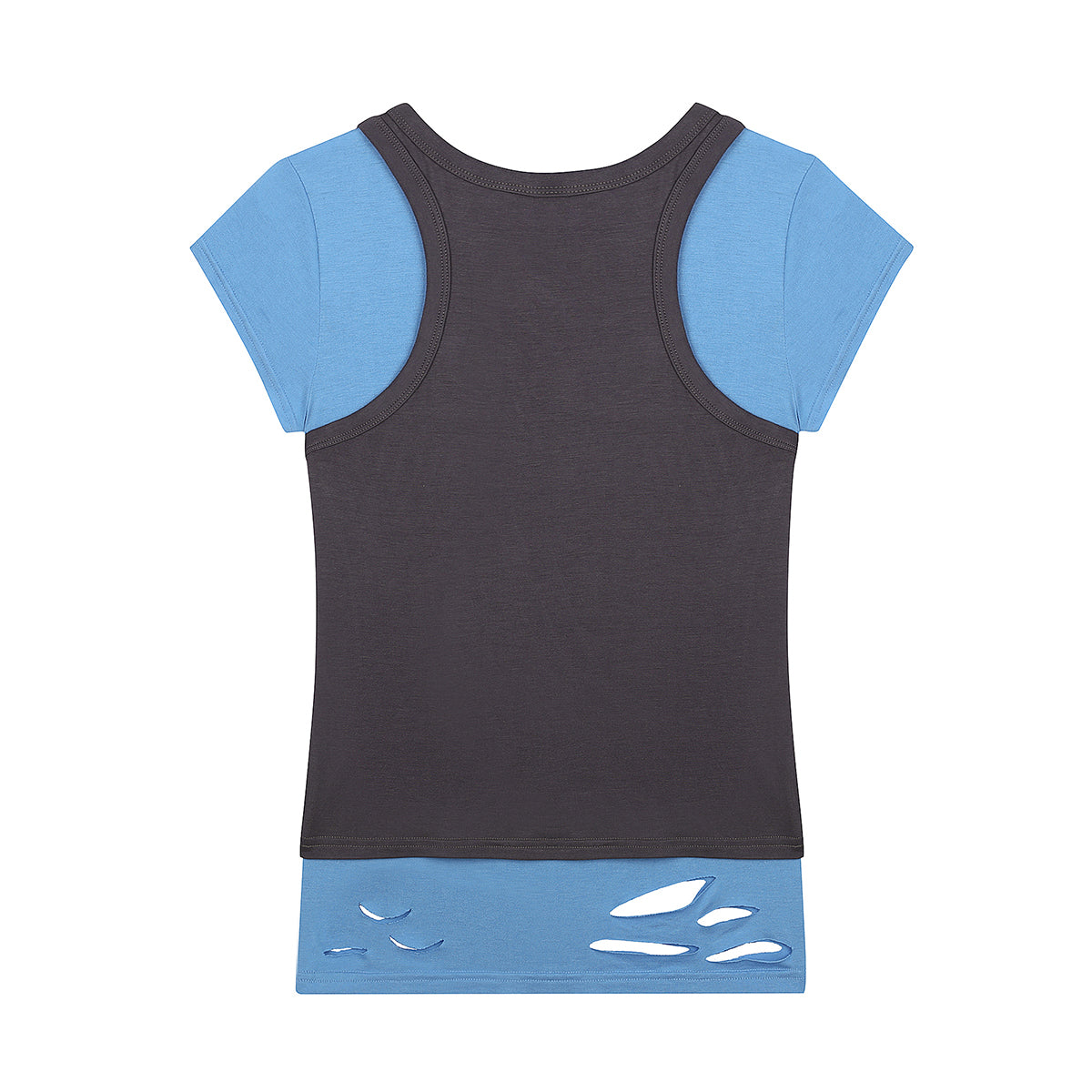 （韓国発送）SY DAMAGE LAYERED TEE (BLUE)