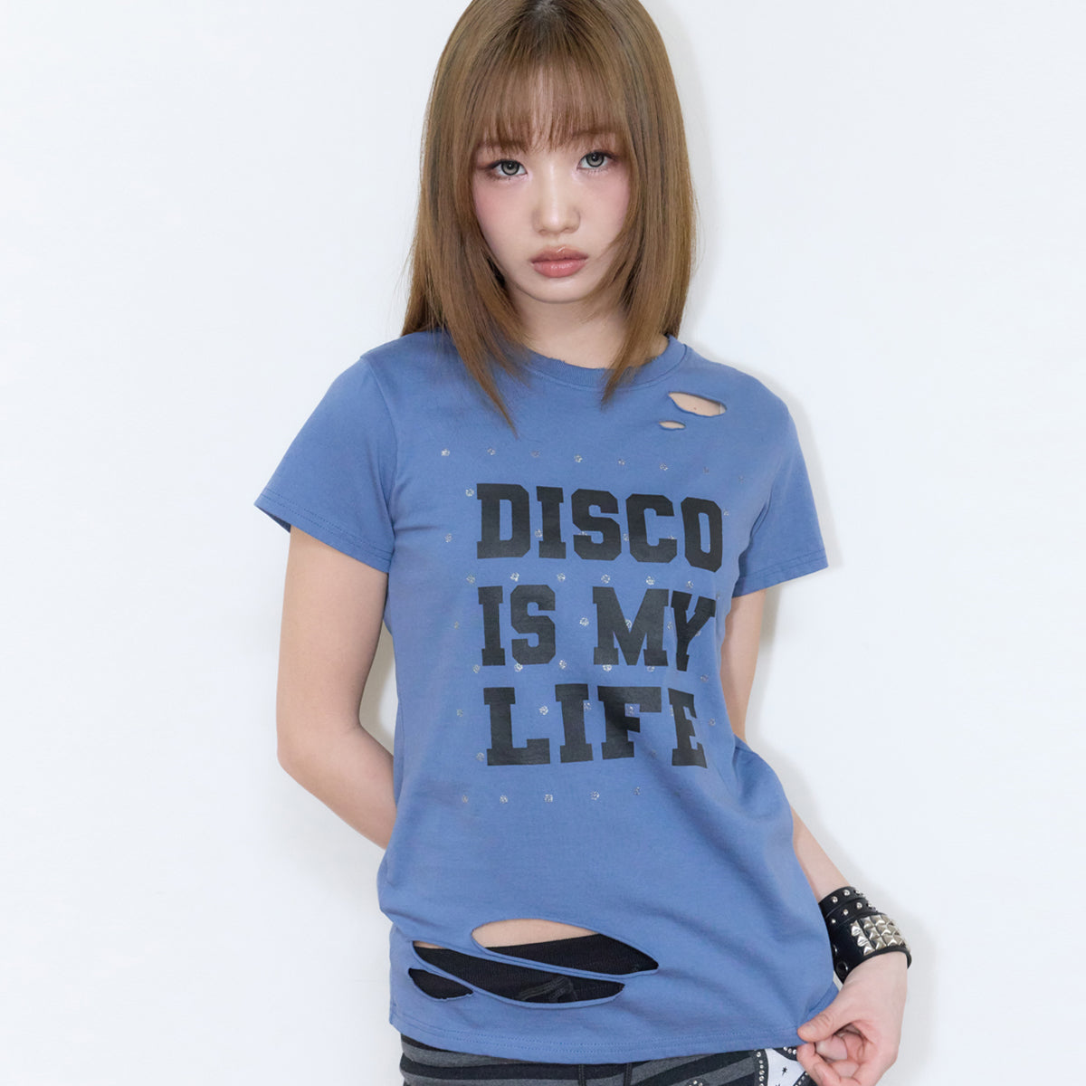 （韓国発送）SY DISCO DAMAGE TEE (VINTAGE BLUE)