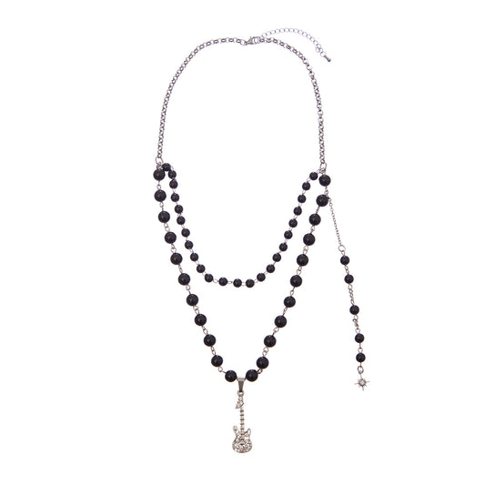 （韓国発送）SY GUITAR LAYERED NECKLACE (BLACK)