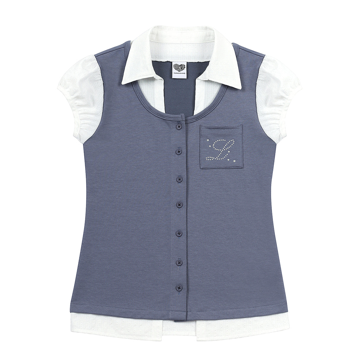 （韓国発送）SY LAYERED BLOUSE (BLUE)