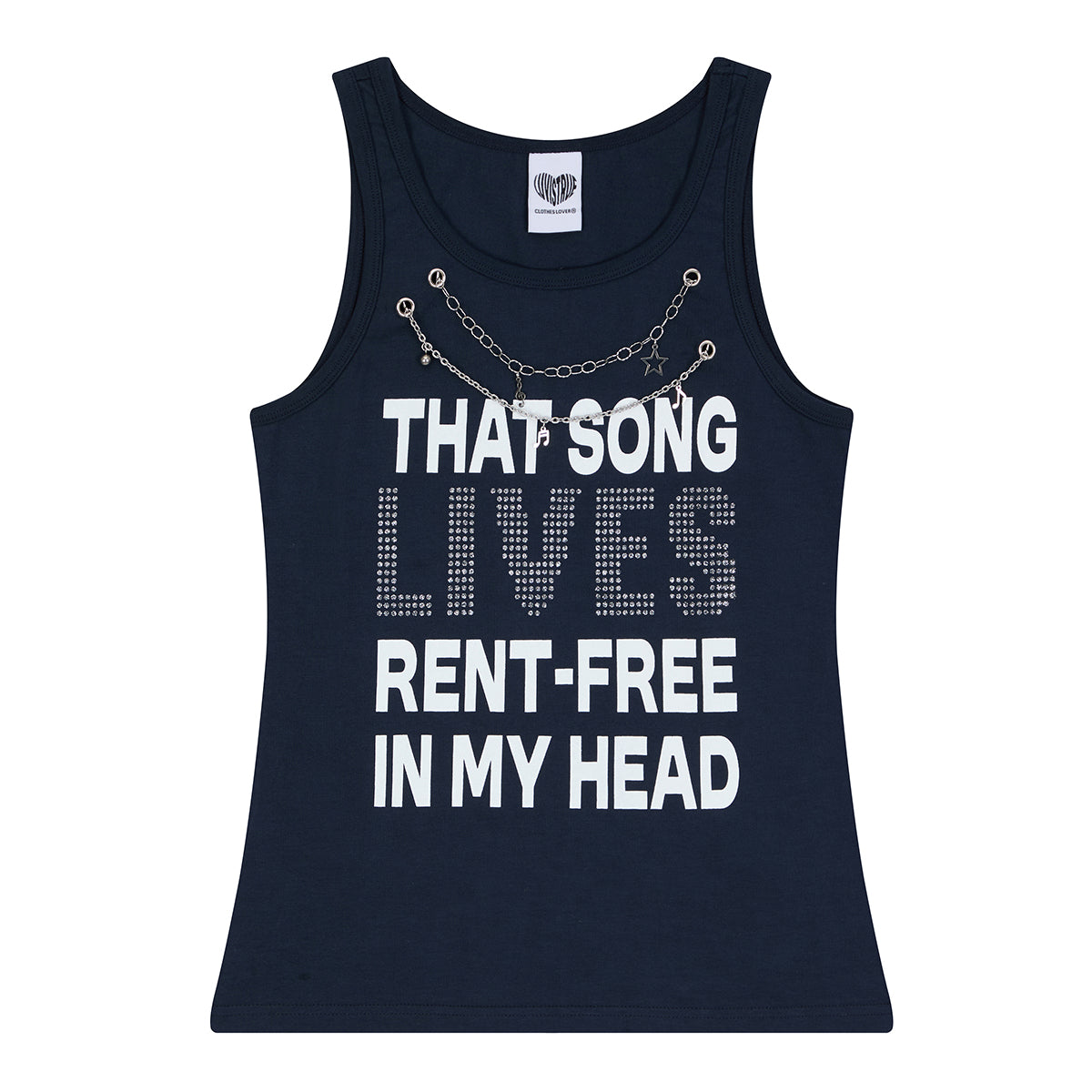 （韓国発送）SY NECKLACE SONG SLEEVELESS TEE (NAVY)