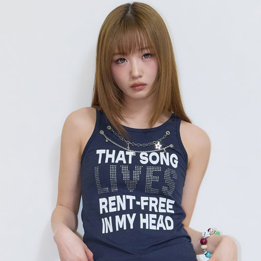 （韓国発送）SY NECKLACE SONG SLEEVELESS TEE (NAVY)