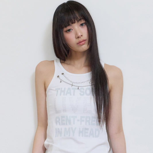 （韓国発送）SY NECKLACE SONG SLEEVELESS TEE (WHITE)