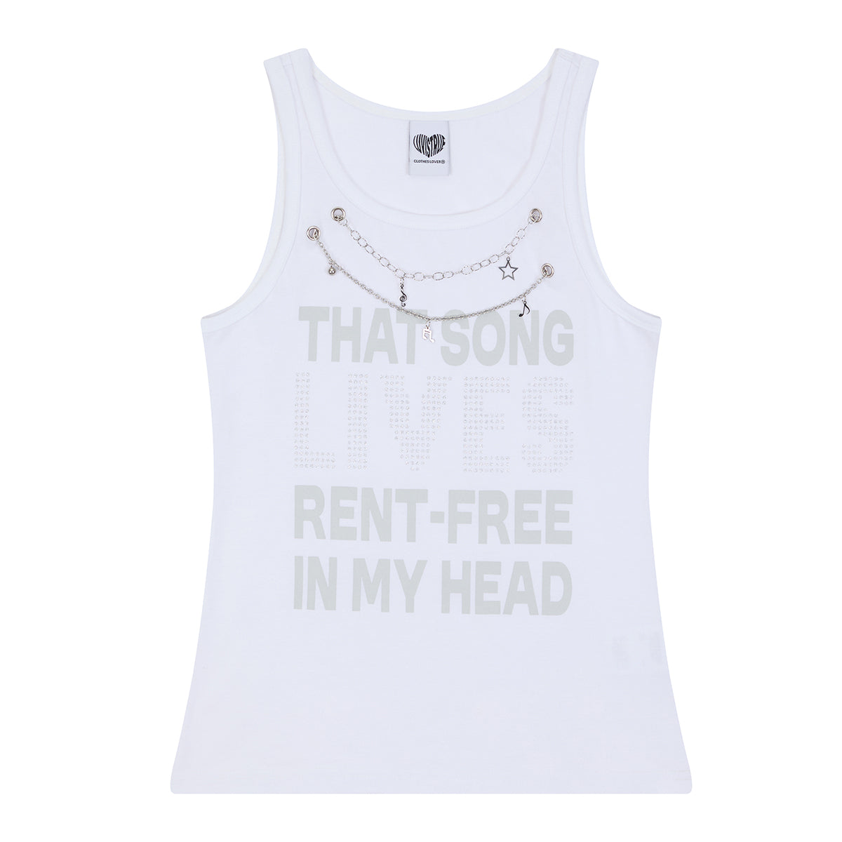 （韓国発送）SY NECKLACE SONG SLEEVELESS TEE (WHITE)
