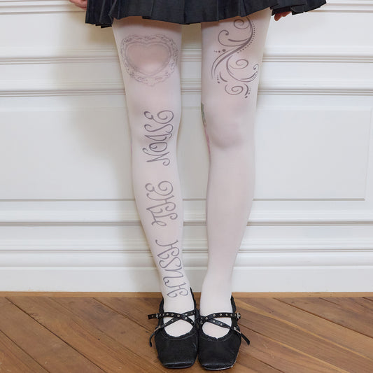 （韓国発送）SY PRINTED TIGHTS (WHITE)
