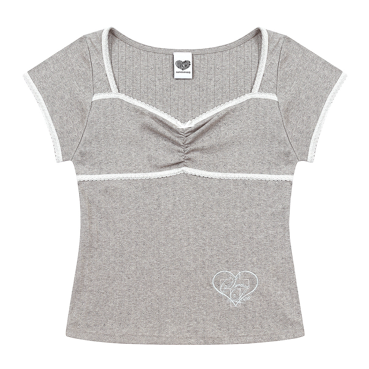（韓国発送）SY PUNCHING CAP SLEEVE TEE (GRAY)
