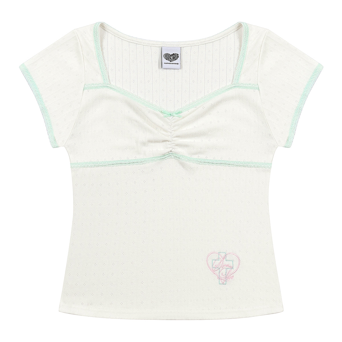 （韓国発送）SY PUNCHING CAP SLEEVE TEE (IVORY)
