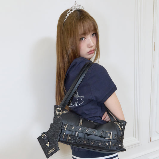 （韓国発送）SY ROSE BELT SHOULDER BAG (BLACK)