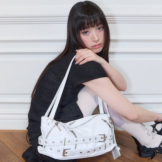 （韓国発送）SY ROSE BELT SHOULDER BAG (WHITE)